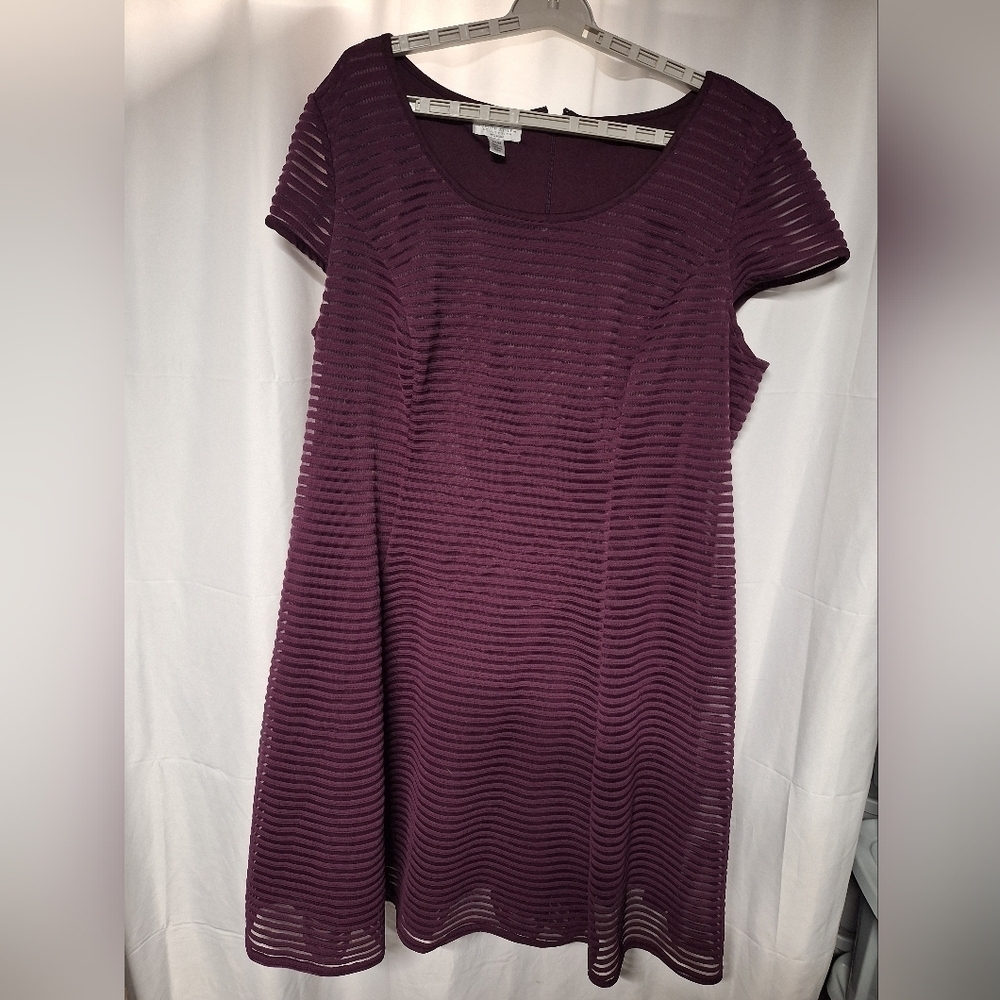 Purple Textured Short Sleeve Dress